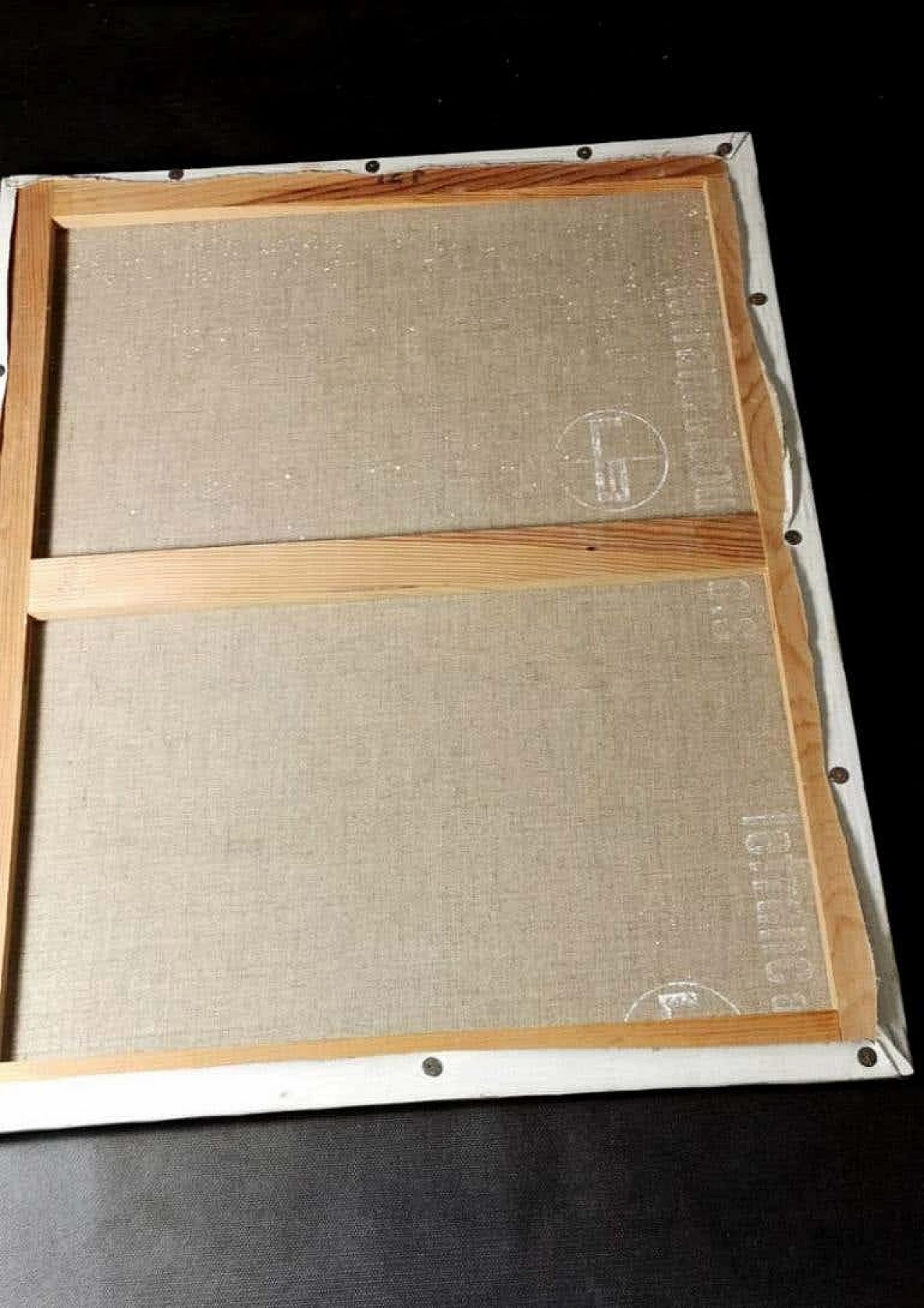 Dipinto in stile astrattismo geometrico olio su tela, anni '60 1184158