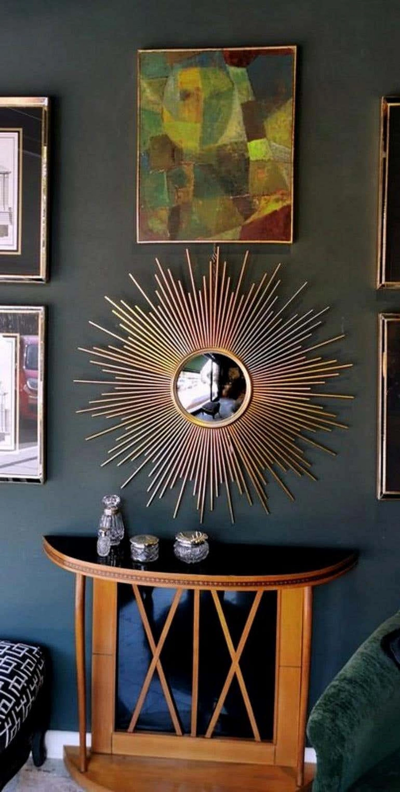 Dipinto in stile astrattismo geometrico olio su tela, anni '60 1184161