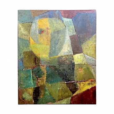 Abstractism geometric style painting oil on canvas, 60s