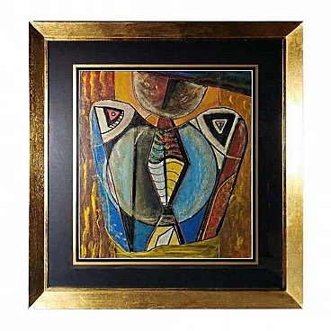 Dipinto di costruttivismo russo in tecnica mista su cartone