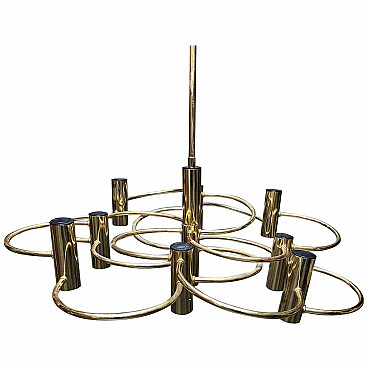 Brass chandelier by Gaetano Sciolari, 60s