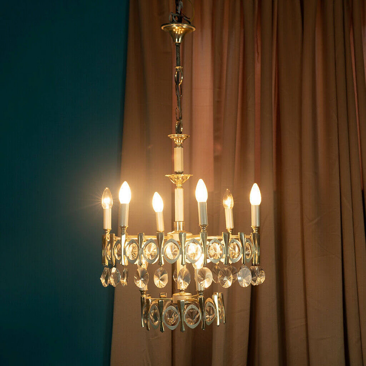 8 lights Murano glass chandelier by Gaetano Sciolari, 70s 1184812