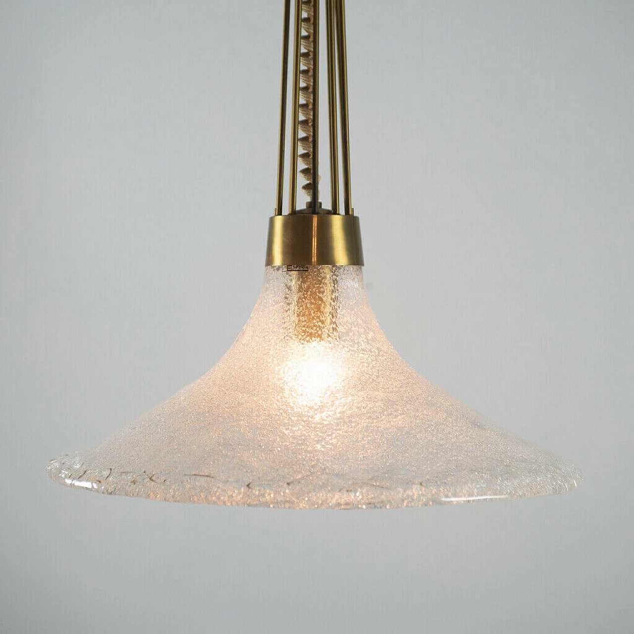 Lampadario luce singola Esperia vetro ottone design anni '70 Vintage Modernariato 1184870