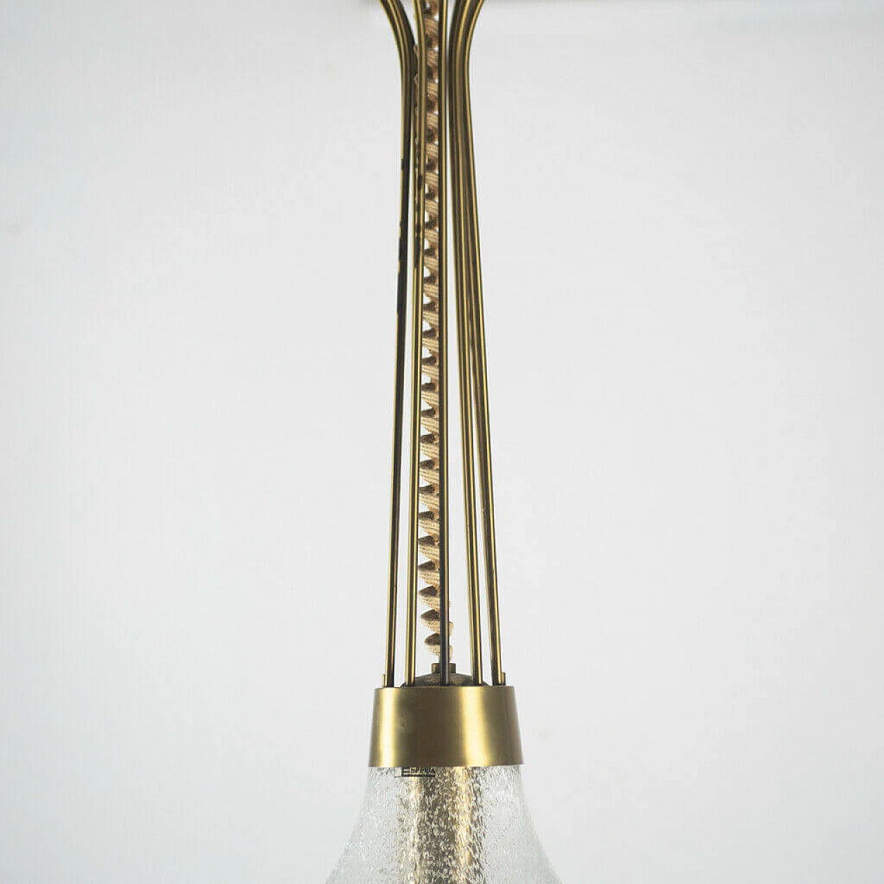 Lampadario luce singola Esperia vetro ottone design anni '70 Vintage Modernariato 1184876