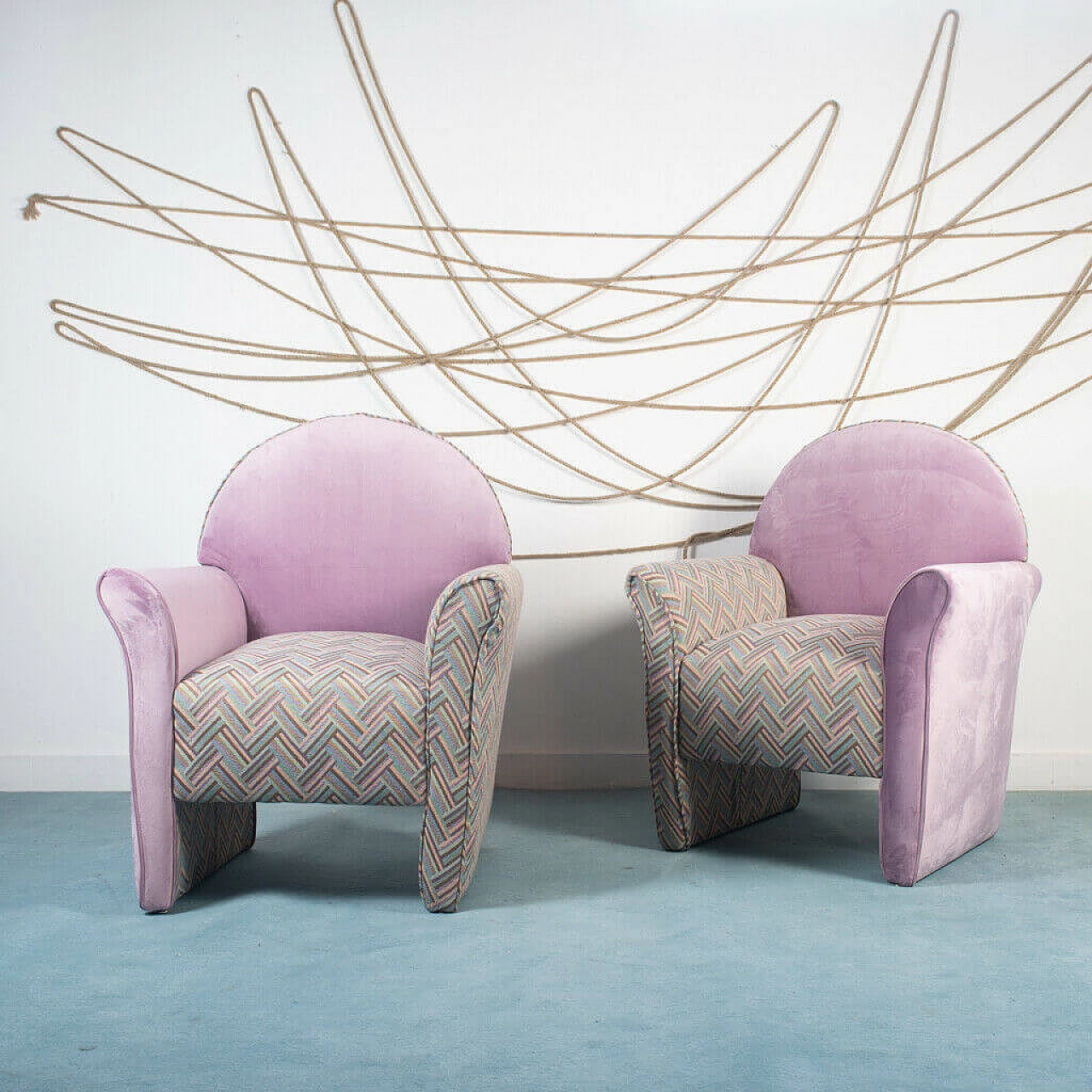 Pair of velvet armchairs, 1970s 1184919