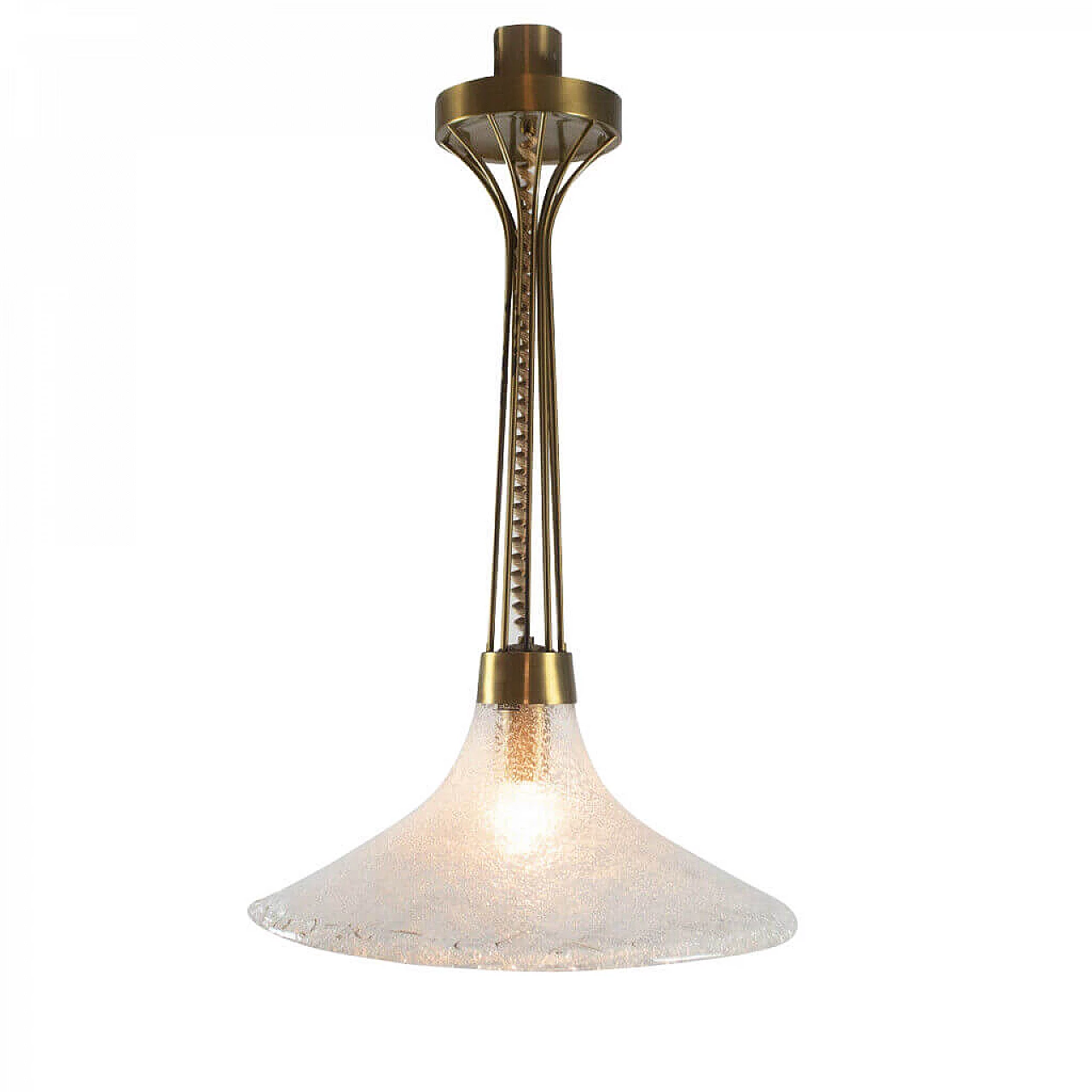 Lampadario luce singola Esperia vetro ottone design anni '70 Vintage Modernariato 1185141