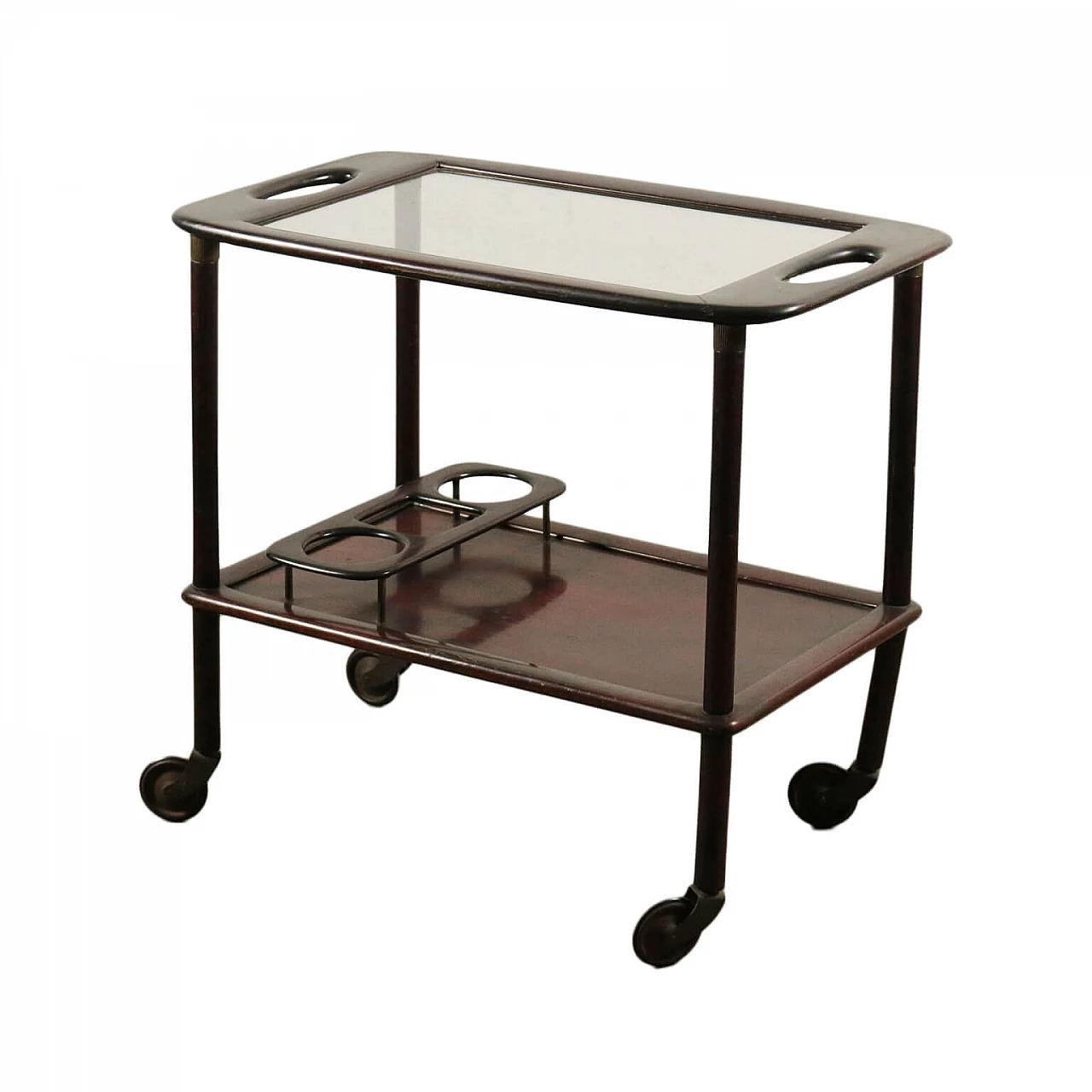 Serving trolley in beech and glass, 50s 1185267