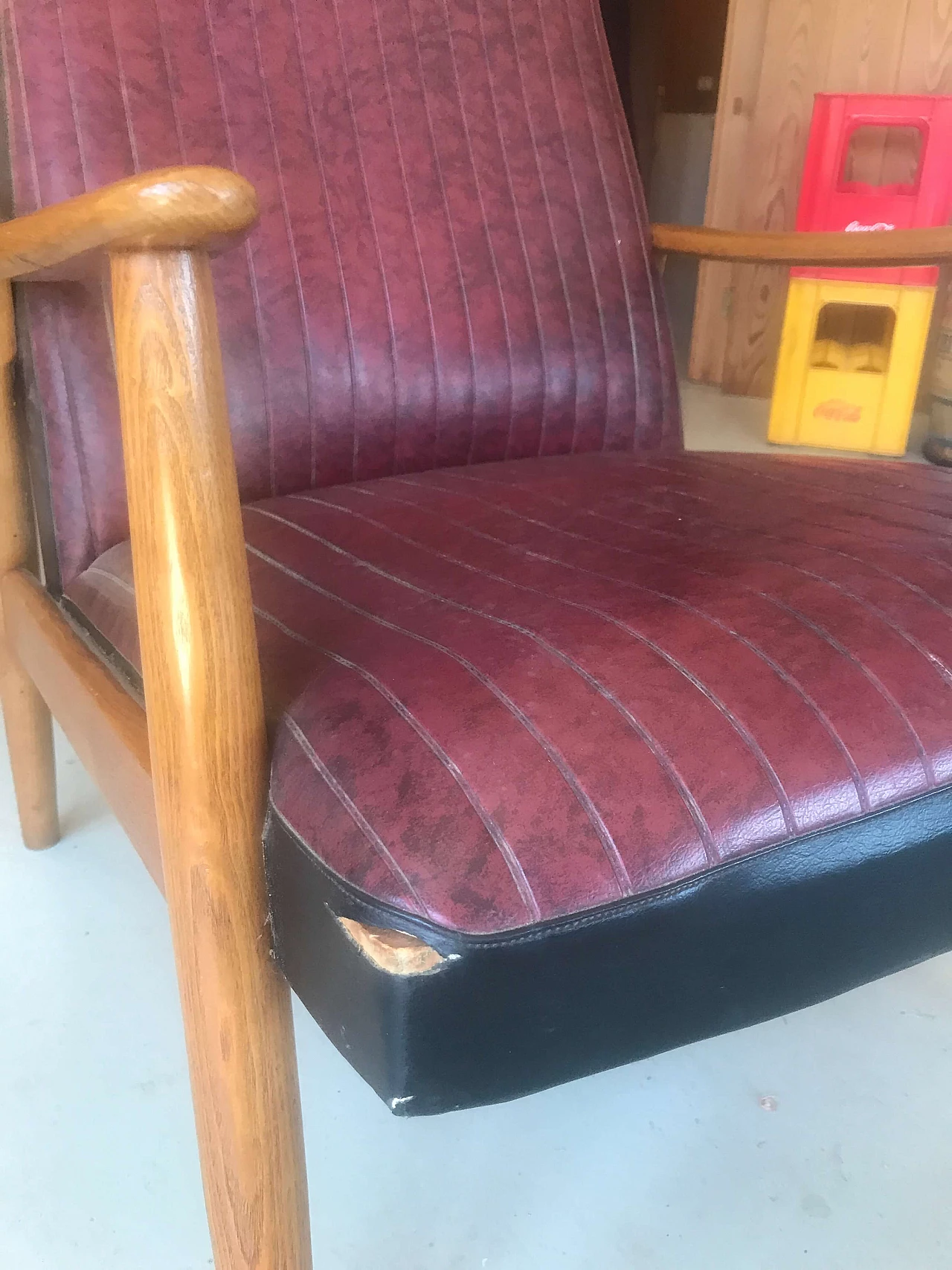 Poltrona scandinava in skai, anni '60 1185657