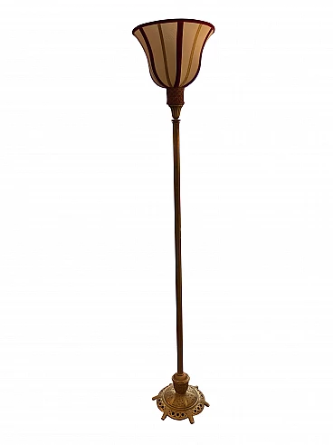 Brass floor lamp with velvet details