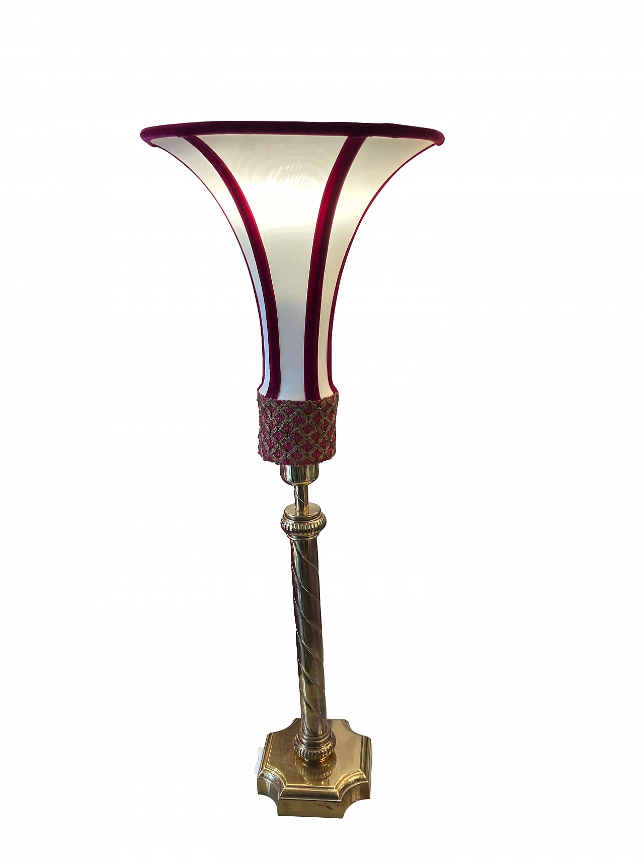 Brass table lamp with velvet details 1185705
