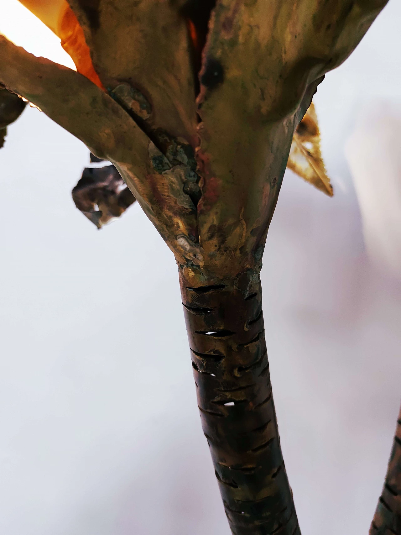 Lampada da terra a forma di palma in ottone, anni '60 1185769