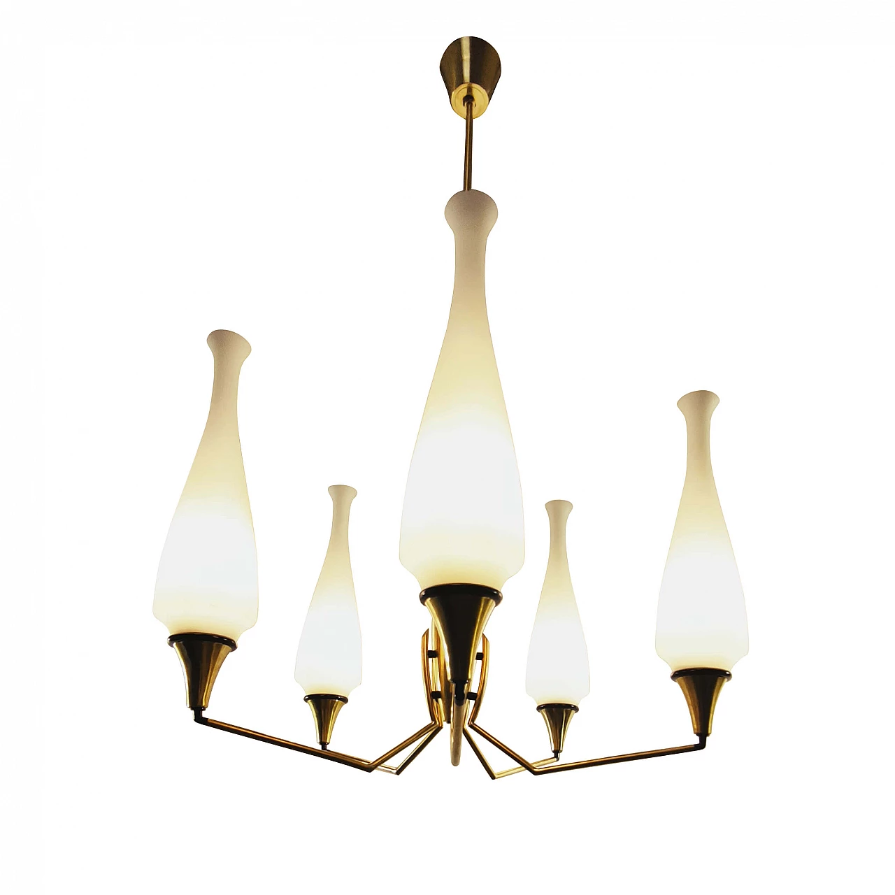 5 Lights chandelier in brass by Oscar Torlasco, 60s 1185924