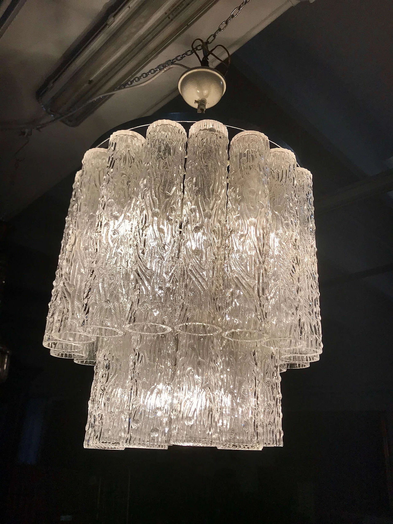 Lampada da soffitto “Tronchi” di Toni Zuccheri per Venini, Murano, originale anni '60 1186033