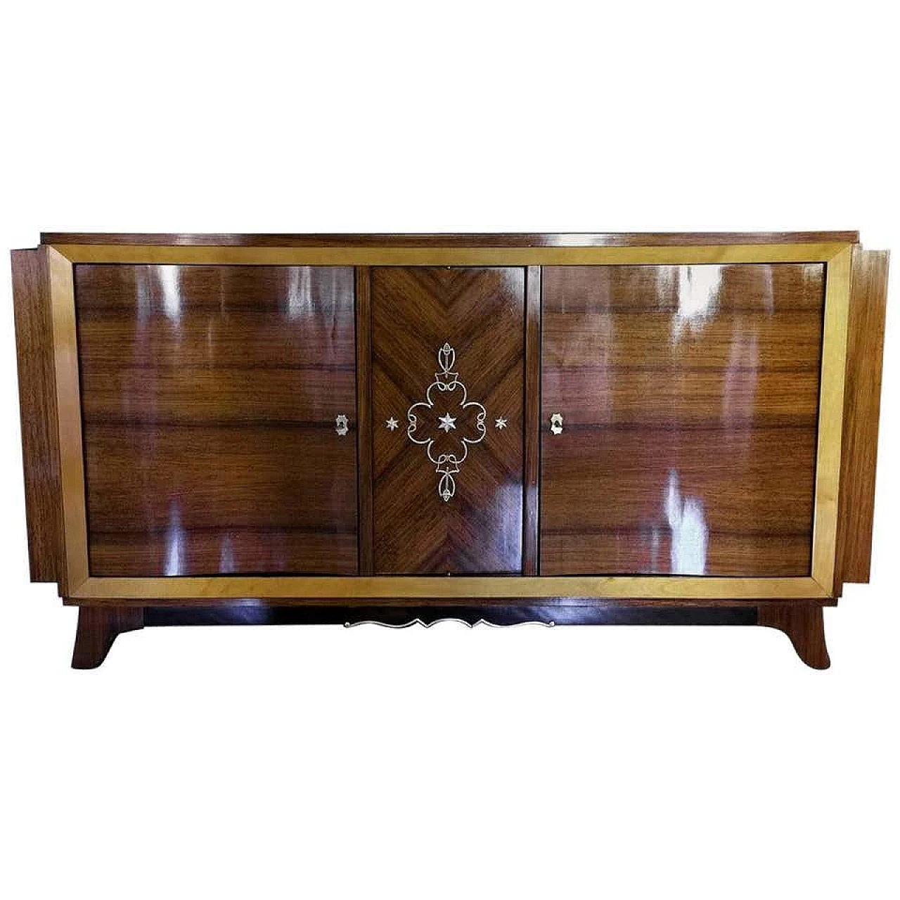 Credenza in legno esotico e ottone 1186282