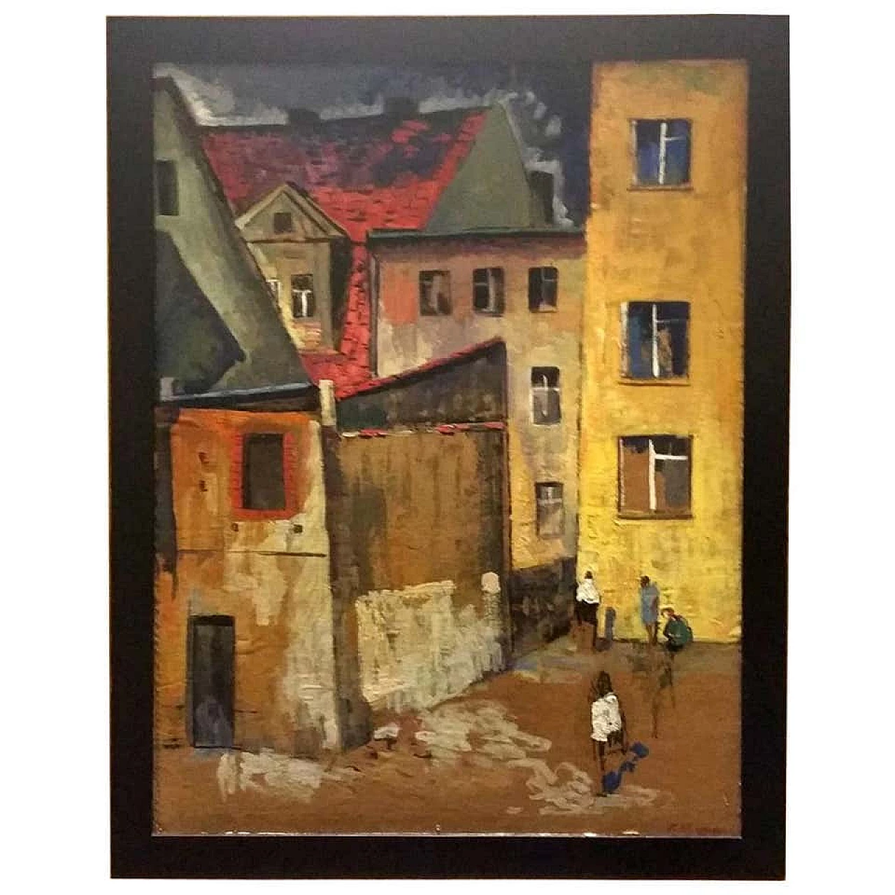 Oil painting In the yard by Munteanu Gheorghe, 1968 1186323