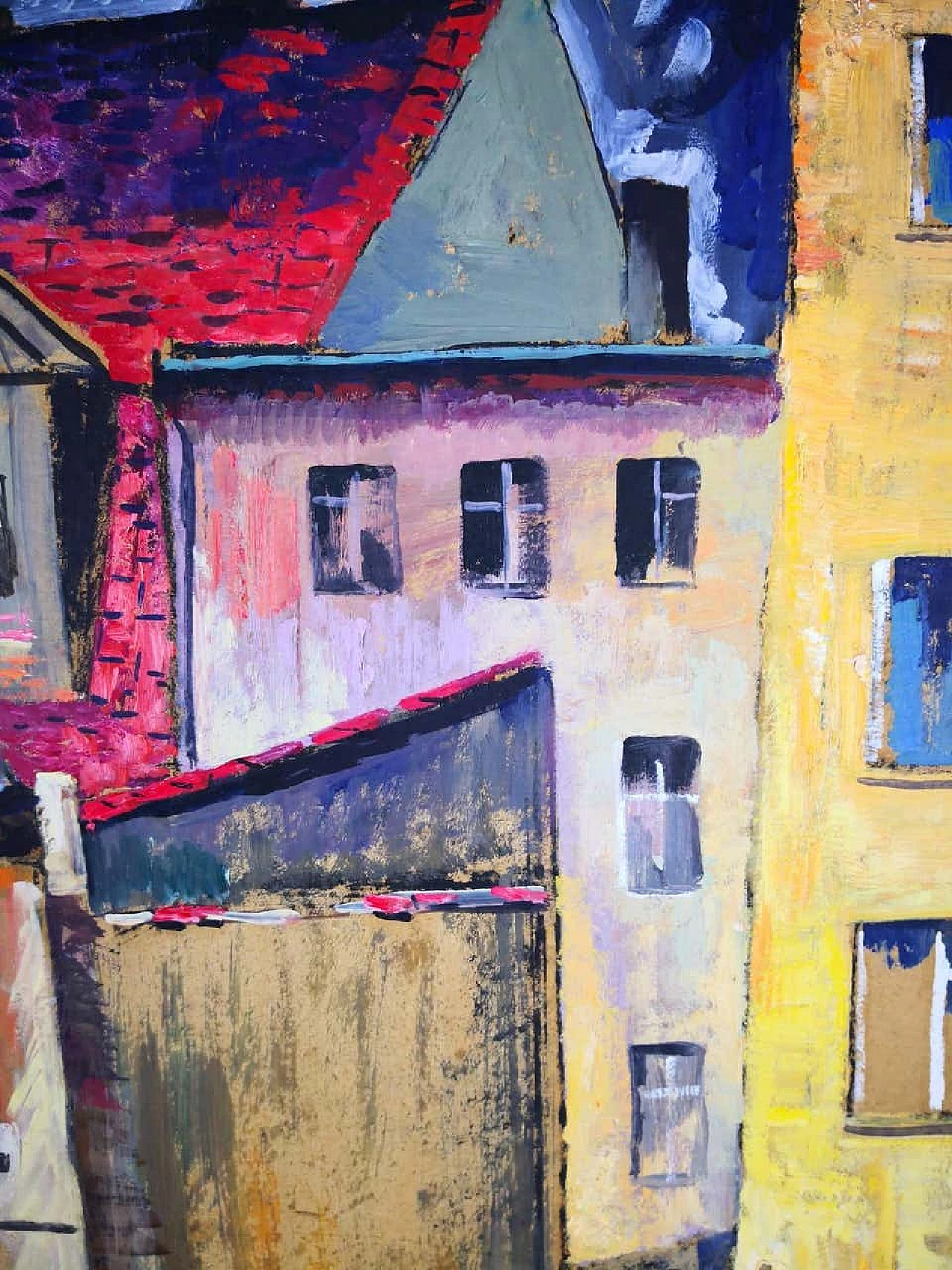 Dipinto a olio In the Yard di Munteanu Gheorghe, 1968 1186325