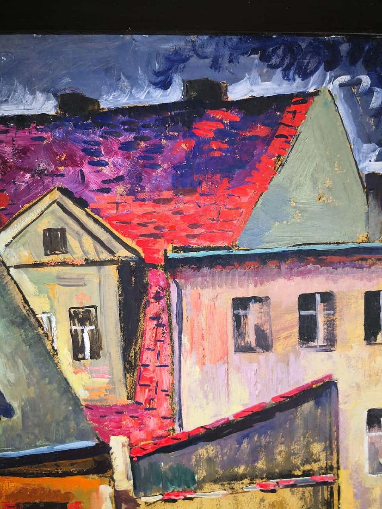 Oil painting In the yard by Munteanu Gheorghe, 1968 1186330