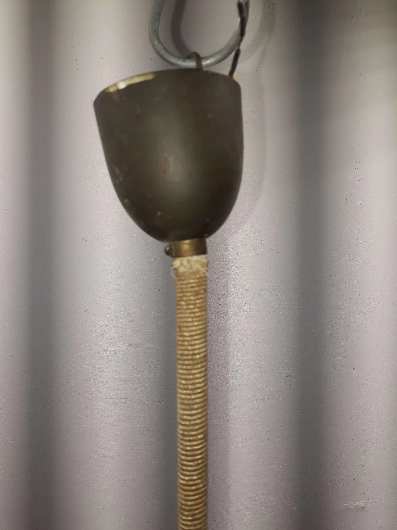 Aldo Tura style chandelier with 3 pipes, 60s 1186411