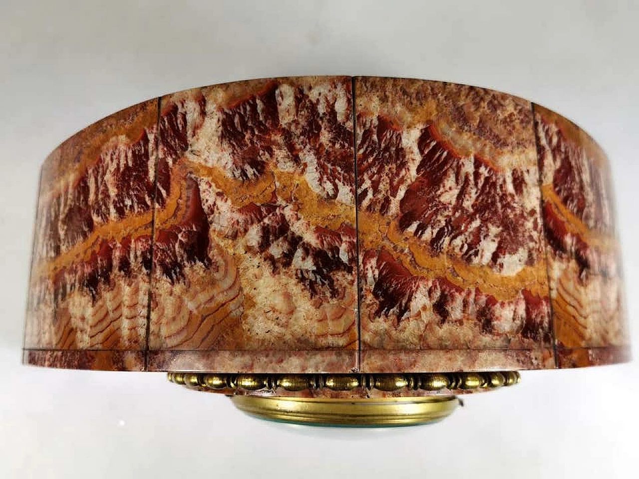 Art Deco marble clock in red onyx and portoro, 30s 1186420