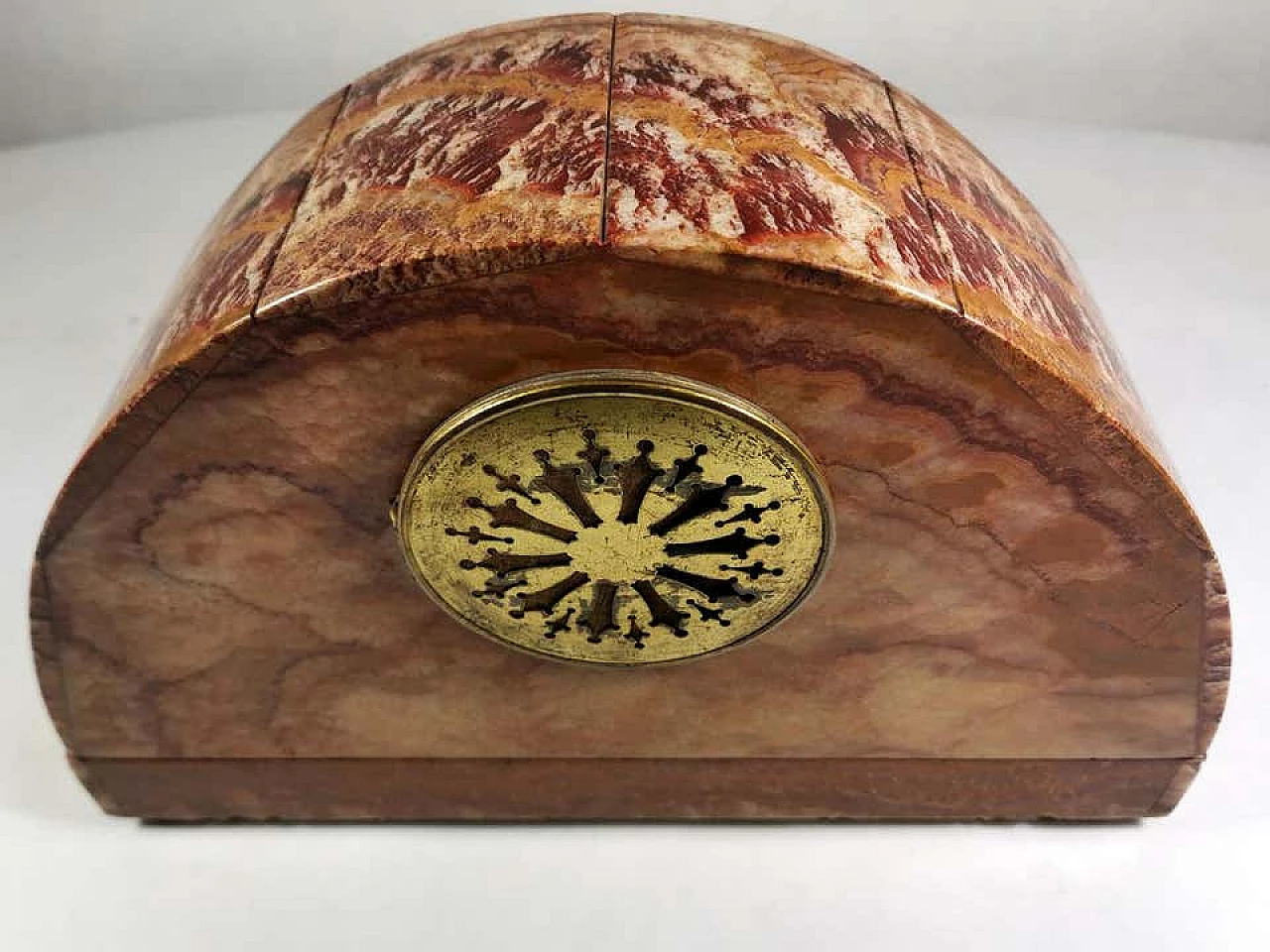 Art Deco marble clock in red onyx and portoro, 30s 1186425