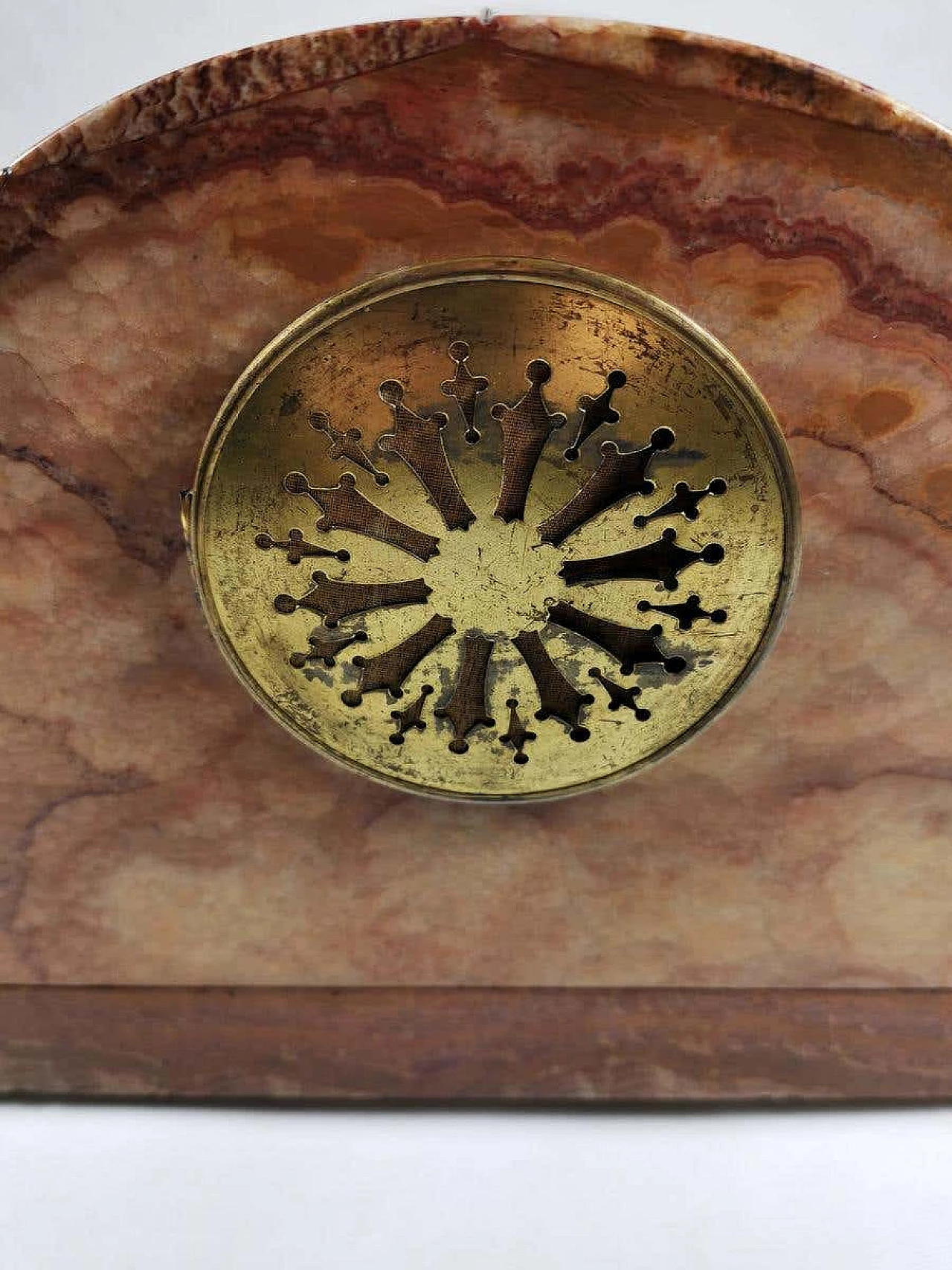 Orologio Art Déco in marmo, onice rosso e portoro, anni '30 1186426