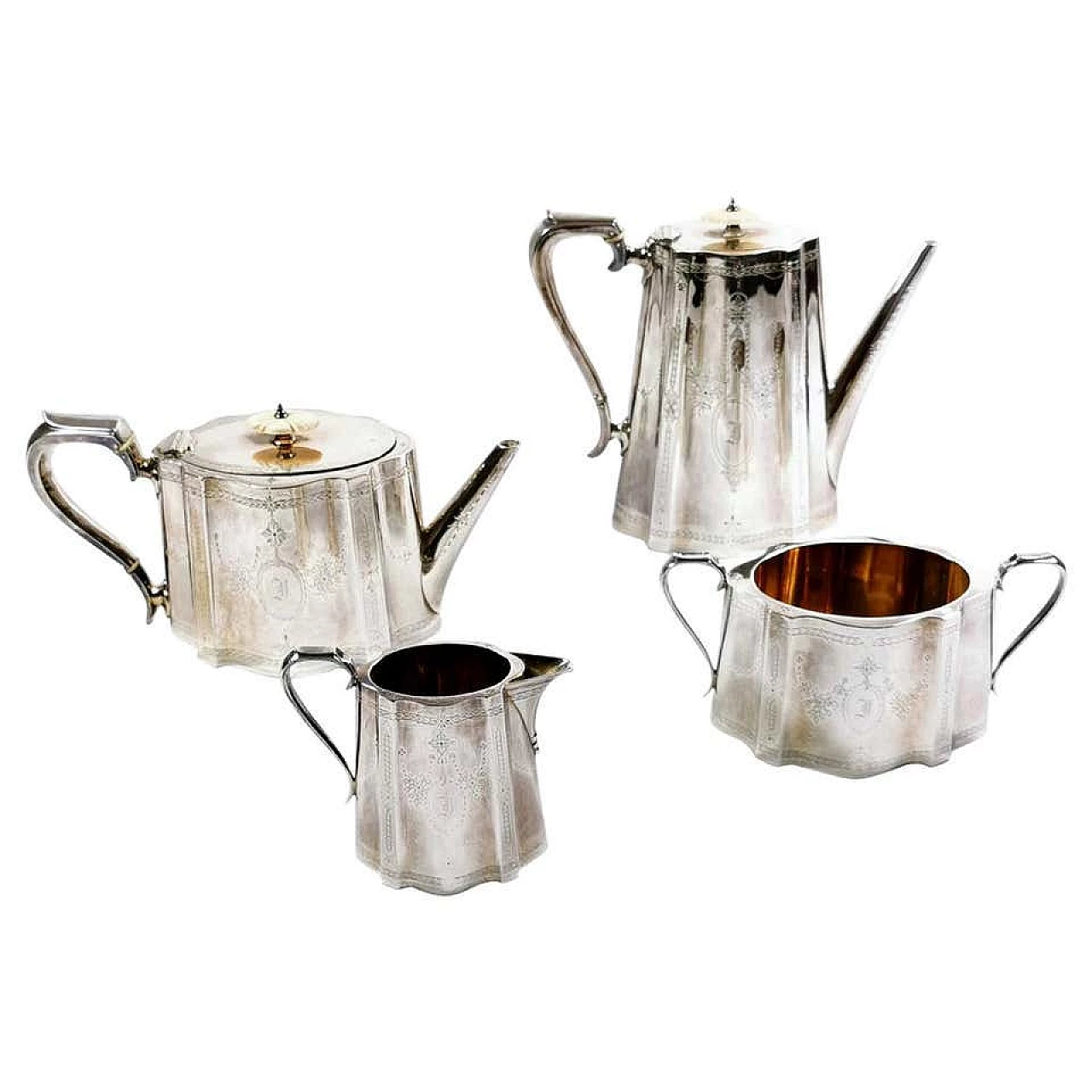 Servizio da tè e caffè vittoriano in silver plated 1186480