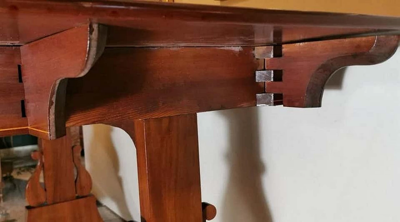 Biedermaier writing table in mahogany and light birch wood inlays, 19th century 1186583