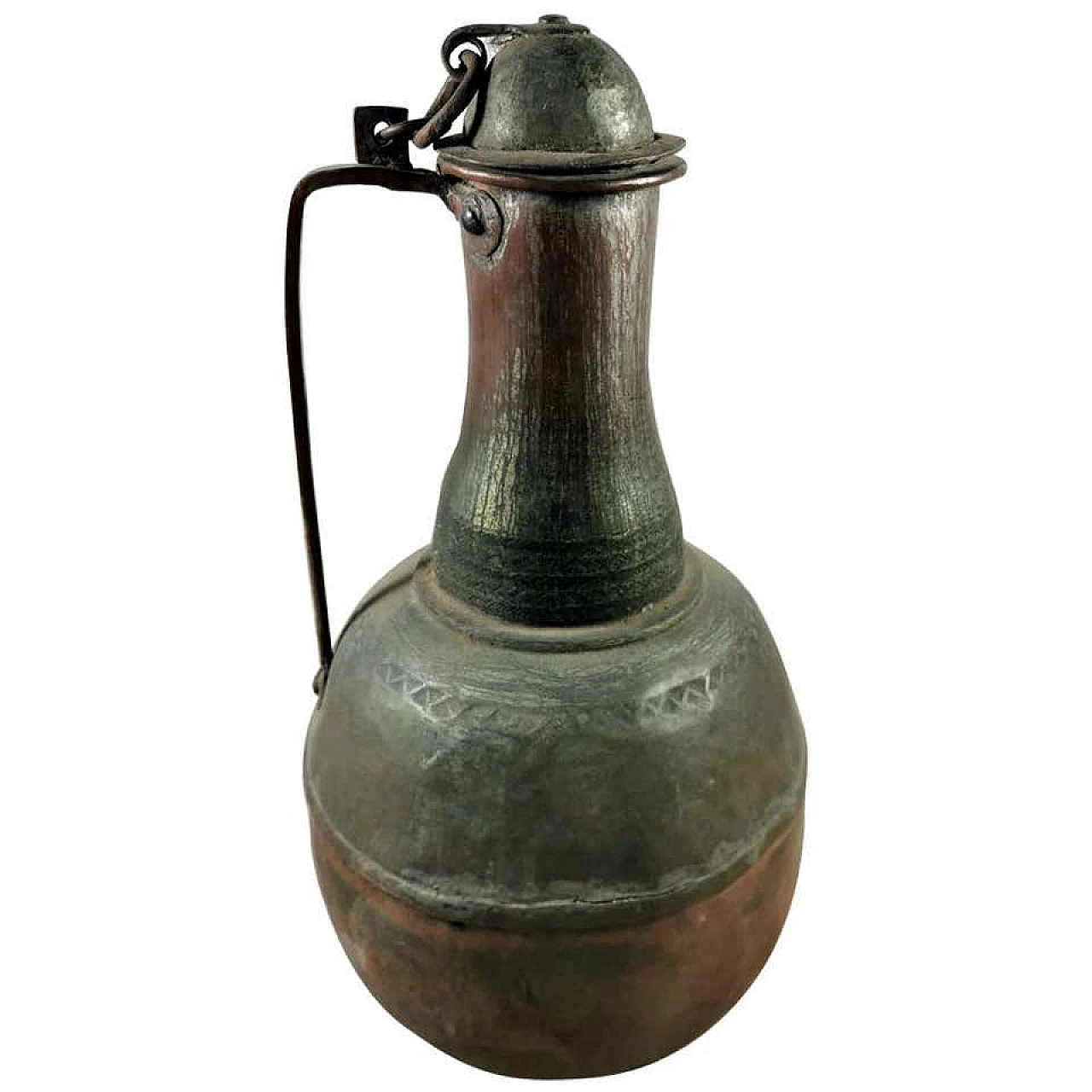 Caraffa in rame forgiato a mano con coperchio 1186668