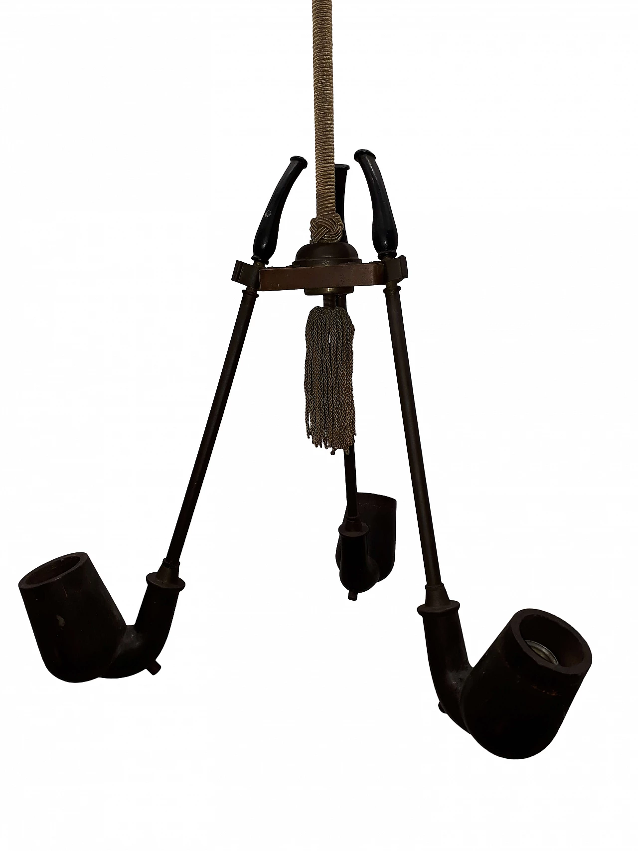 Aldo Tura style chandelier with 3 pipes, 60s 1186821