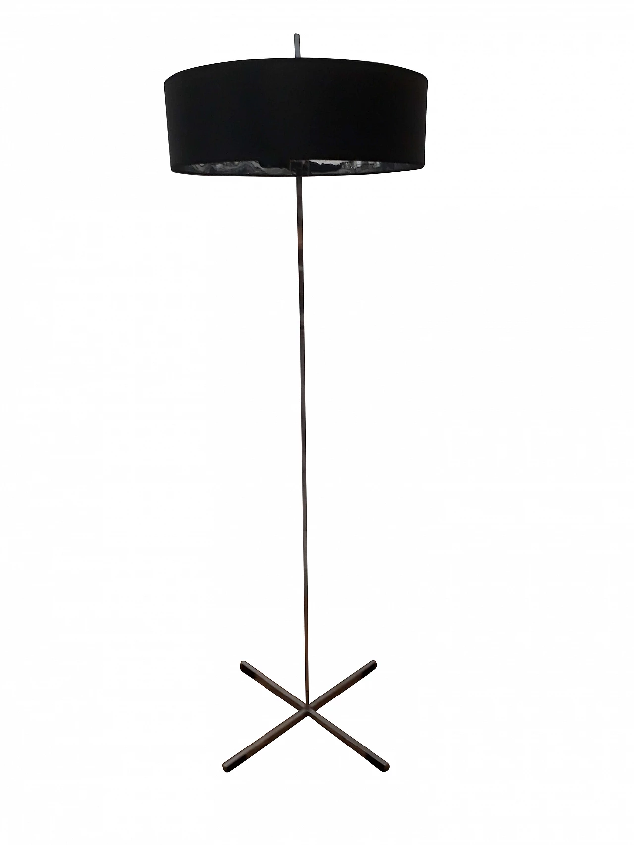 Steel floor lamp with black lampshade, 80s 1186823