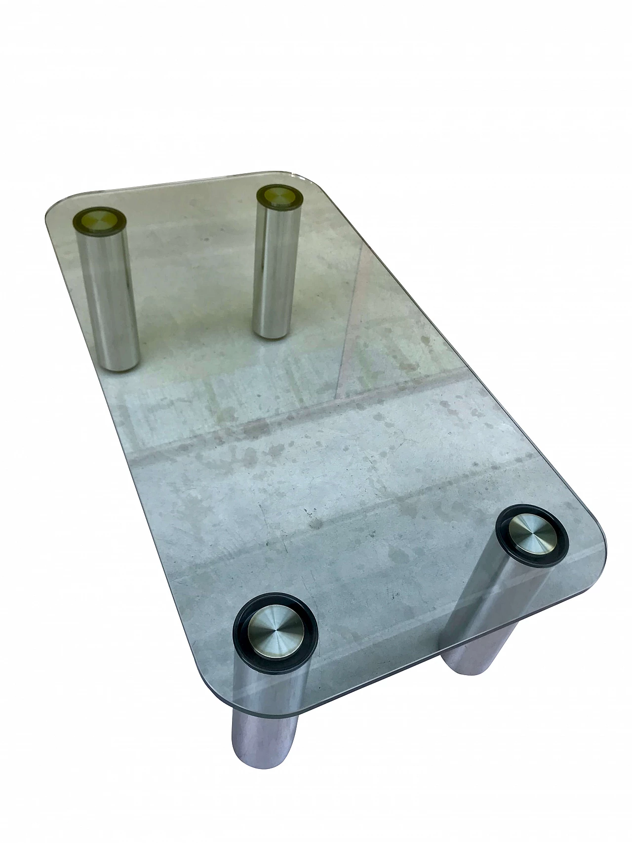 Marcuso Coffee table by Marco Zanuso for Zanotta in chromed steel and crystal top, original 1968 1186851