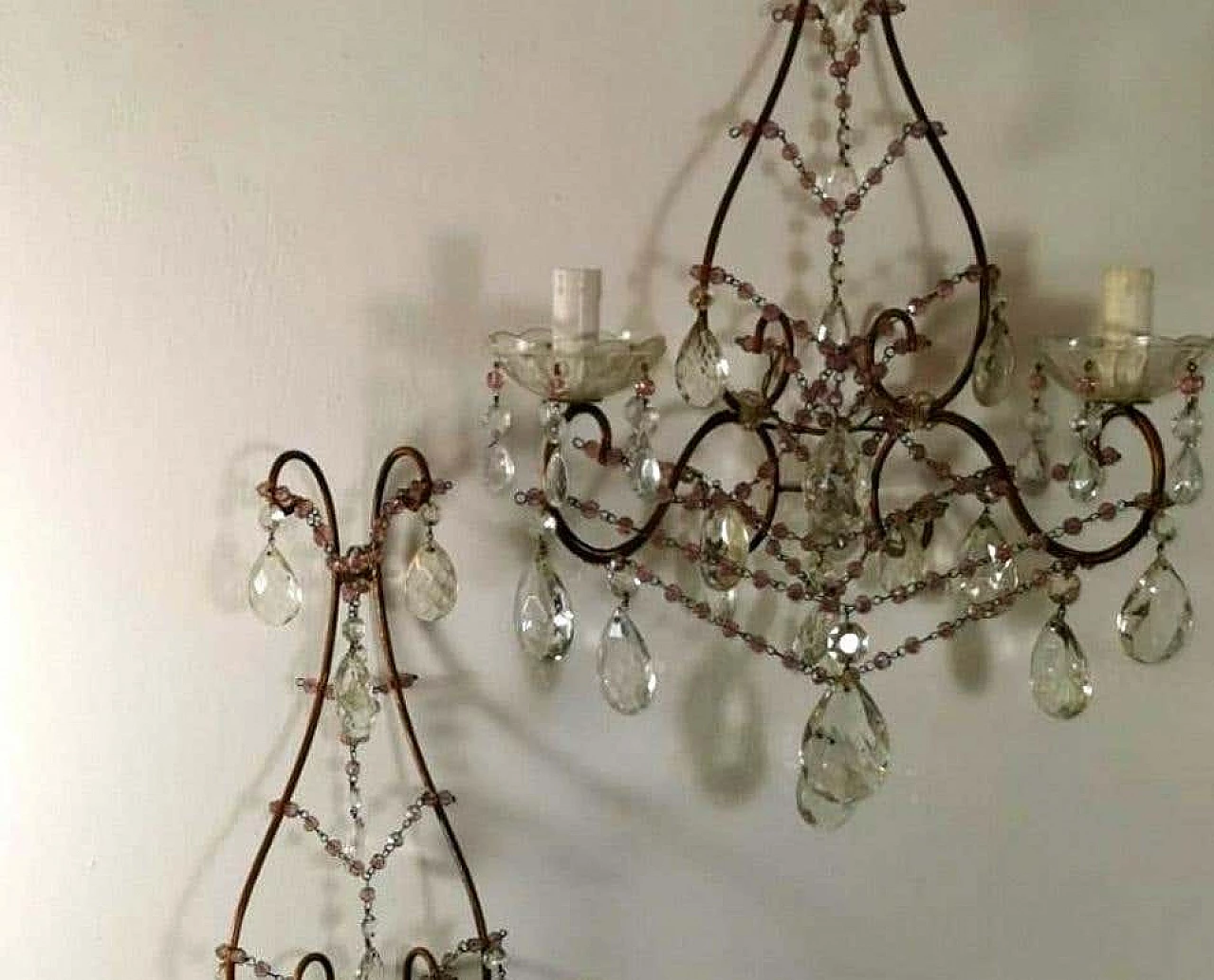 Pair of Maria Teresa Style sconces with lead crystal, 19th century 1187105