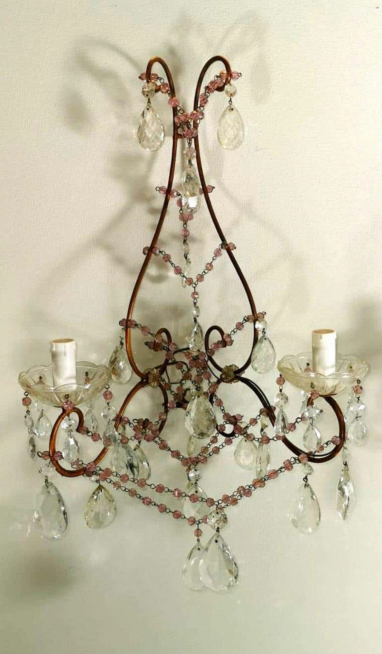 Pair of Maria Teresa Style sconces with lead crystal, 19th century 1187106
