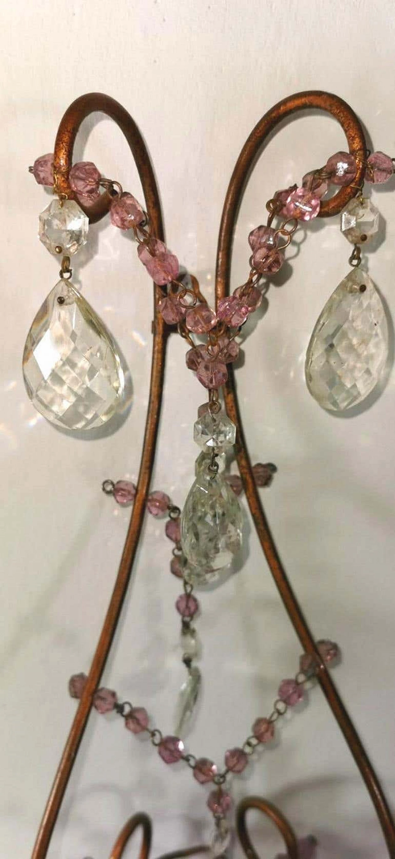 Pair of Maria Teresa Style sconces with lead crystal, 19th century 1187115