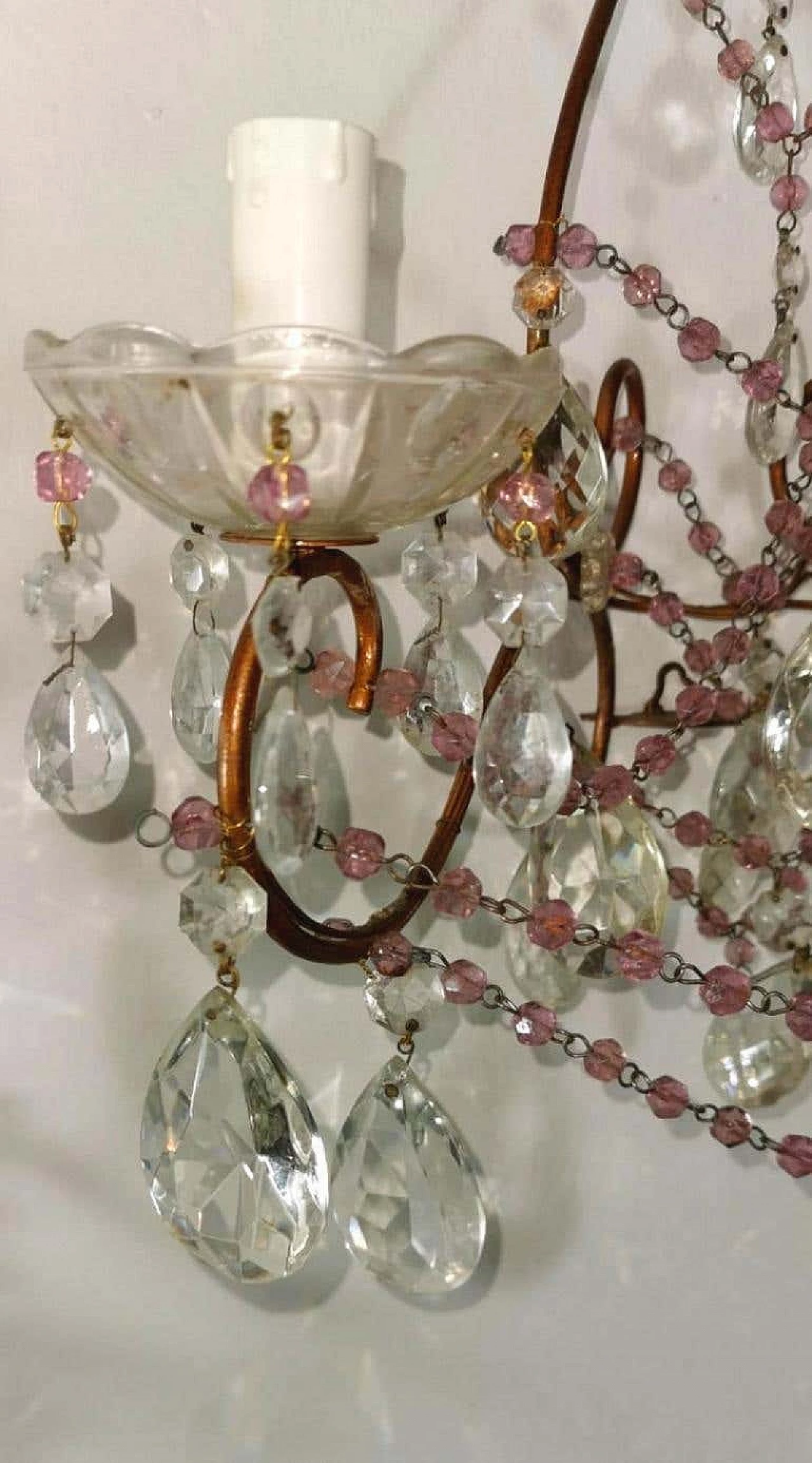 Pair of Maria Teresa Style sconces with lead crystal, 19th century 1187116