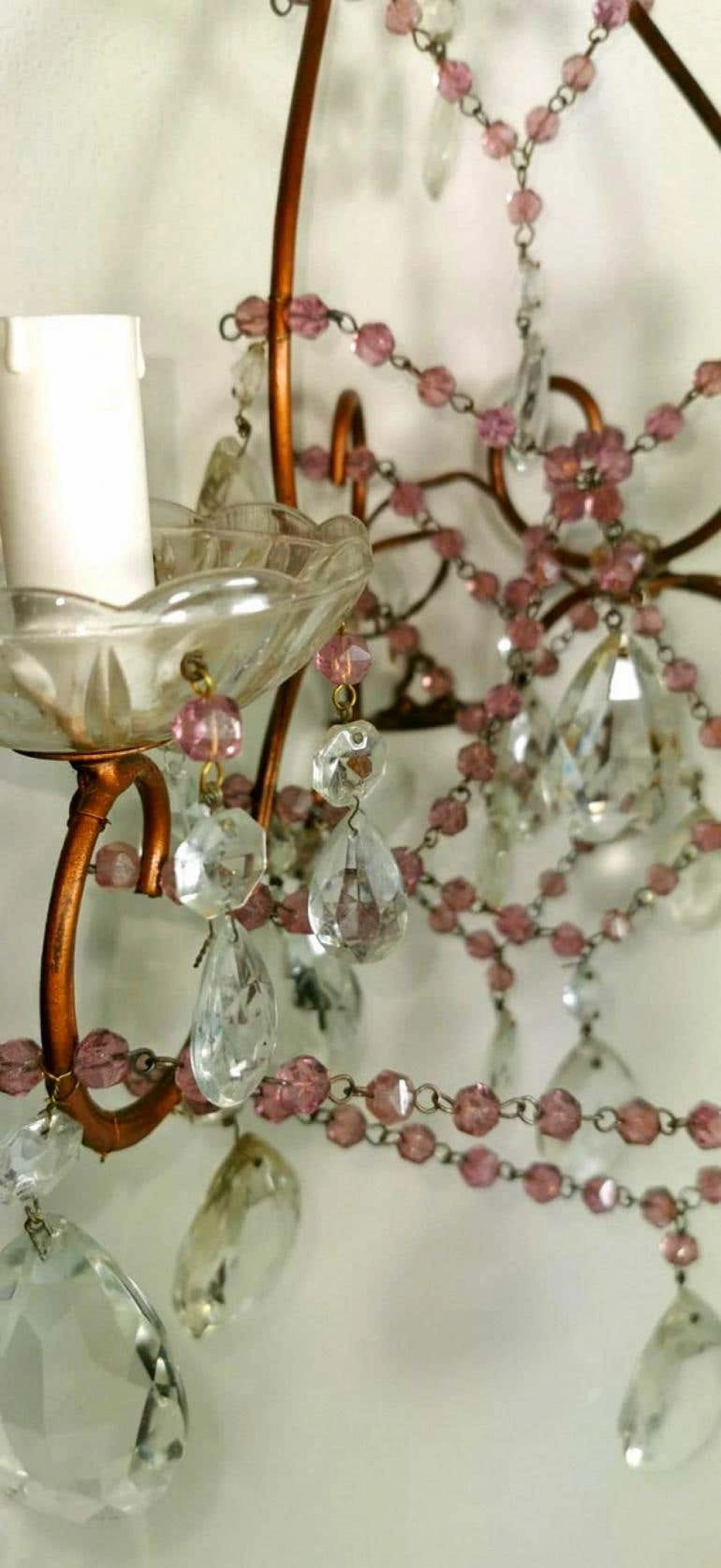 Pair of Maria Teresa Style sconces with lead crystal, 19th century 1187117