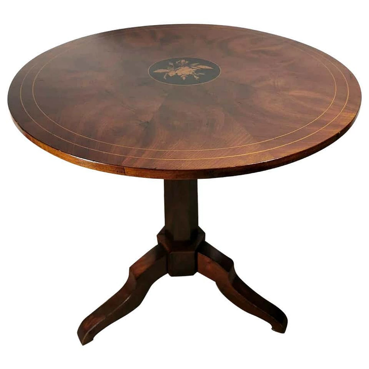 Louis Philippe style coffee table in walnut feather with central inlay, 19th century 1187308