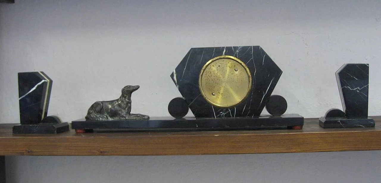 Orologio da tavolo Art Déco in marmo, anni '20 1187596