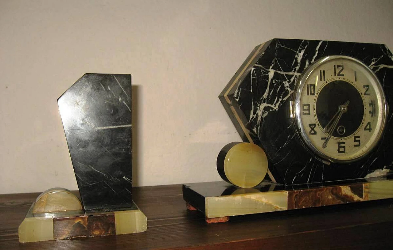 Orologio da tavolo Art Déco in marmo, anni '20 1187602