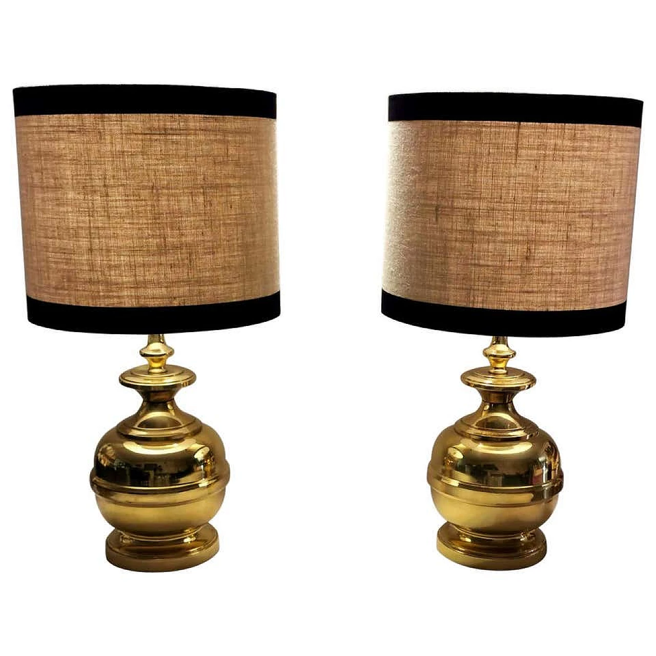Pair of table lamps in polished brass, 60s 1187646