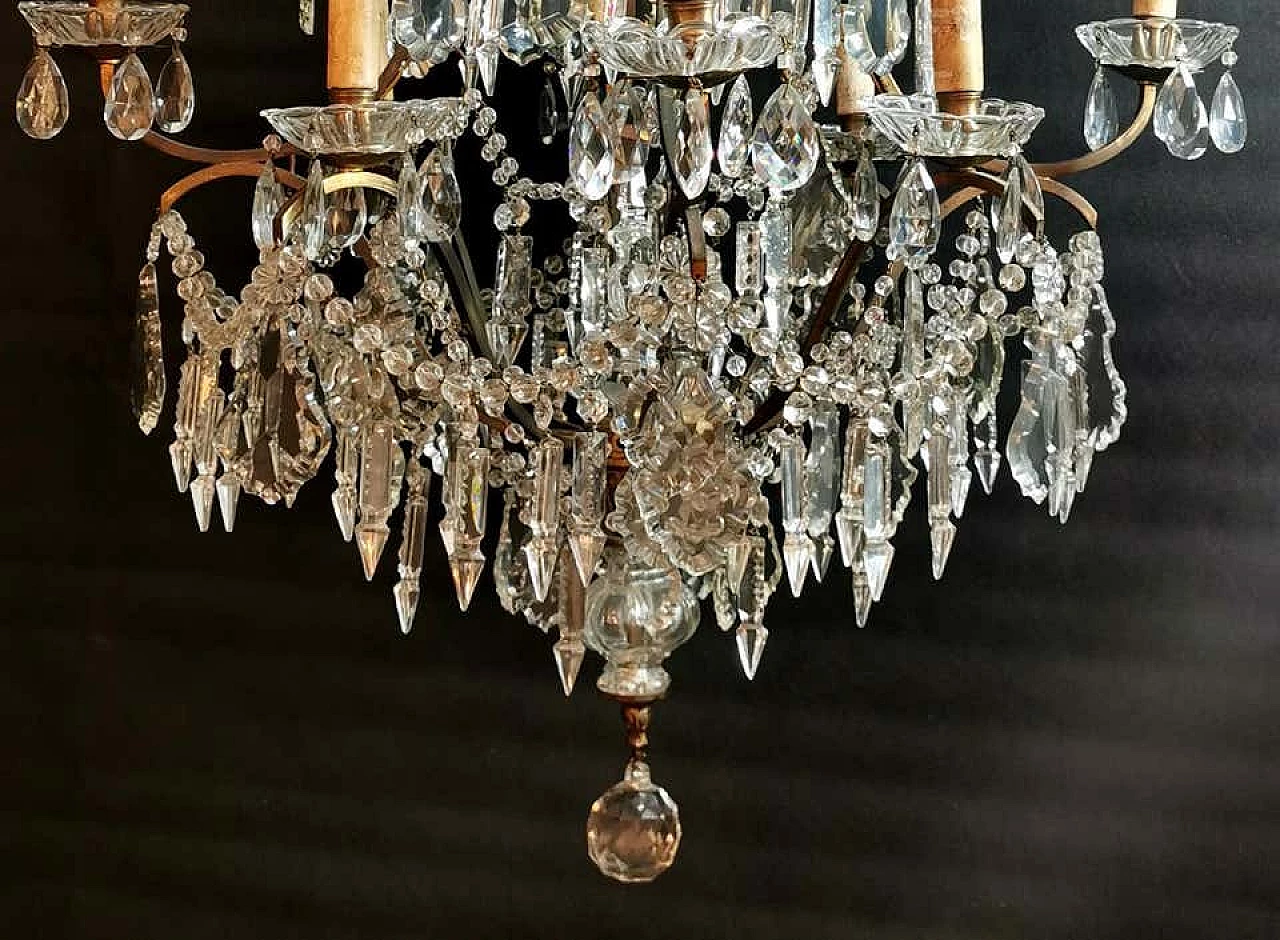 Louis XV style chandelier in bronze with cut crystals, end of 19th century 1187668