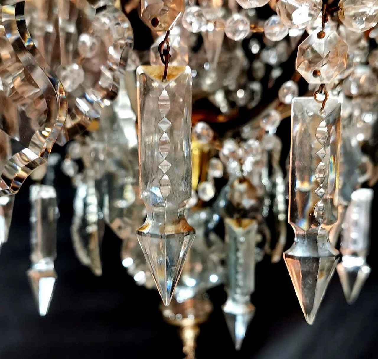 Louis XV style chandelier in bronze with cut crystals, end of 19th century 1187672