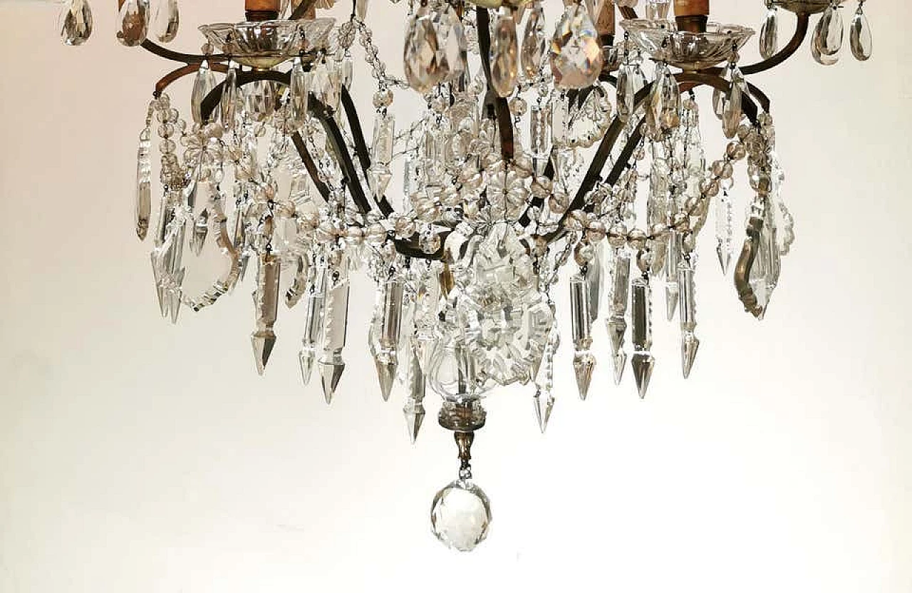 Louis XV style chandelier in bronze with cut crystals, end of 19th century 1187676