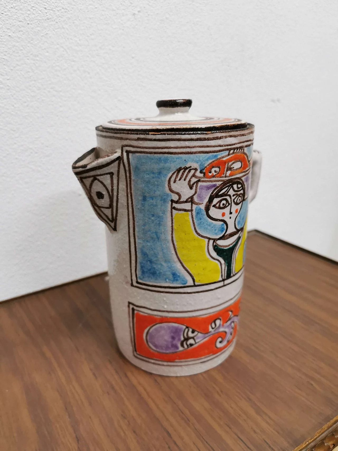 Sicilian multicolor ceramic pitcher by Giovanni De Simone, 60s 1188043