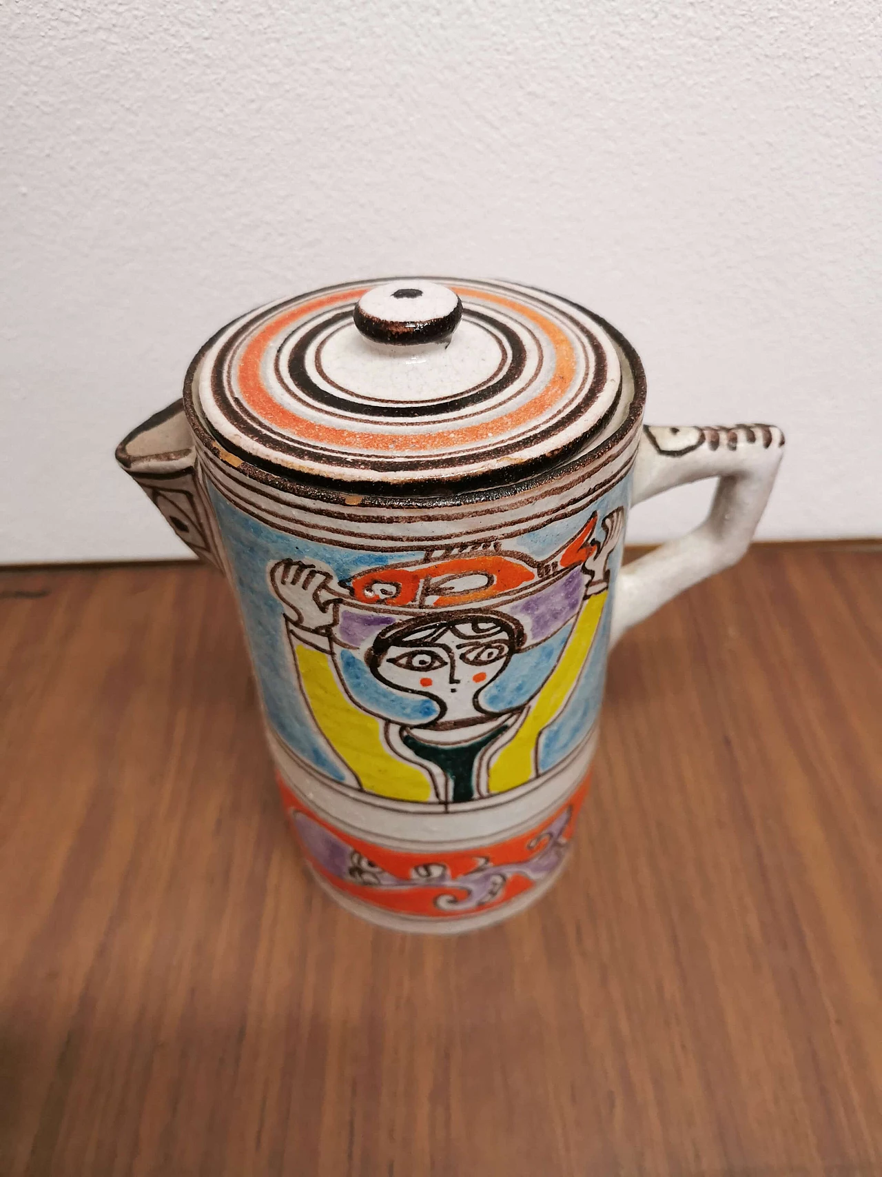 Sicilian multicolor ceramic pitcher by Giovanni De Simone, 60s 1188045