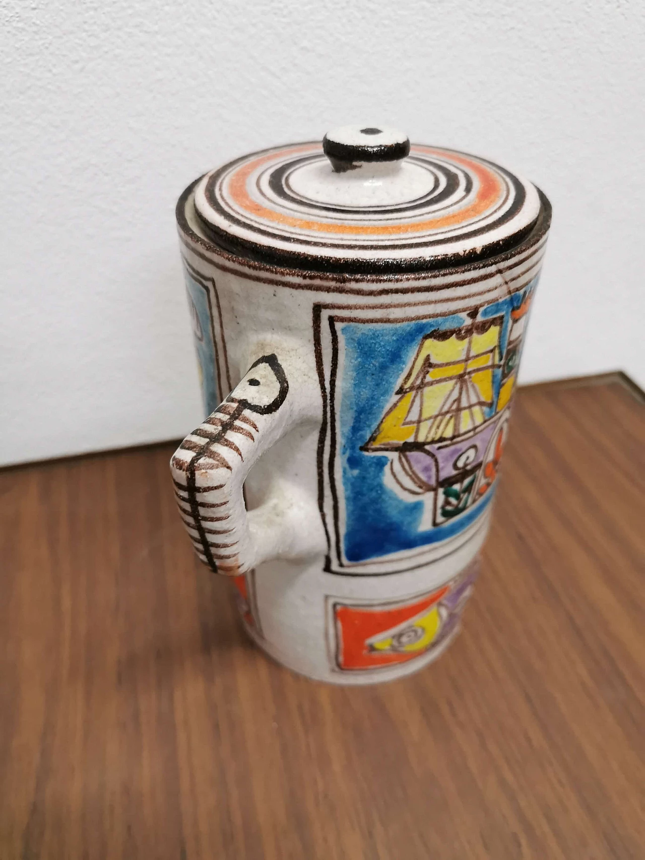 Sicilian multicolor ceramic pitcher by Giovanni De Simone, 60s 1188047