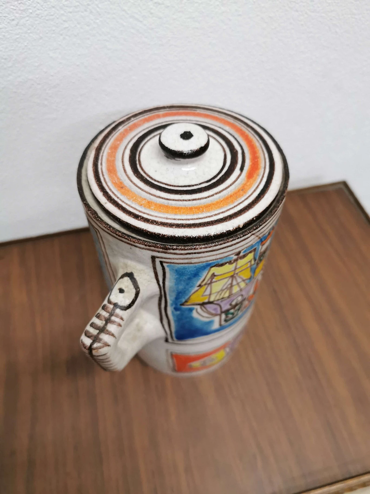 Sicilian multicolor ceramic pitcher by Giovanni De Simone, 60s 1188048