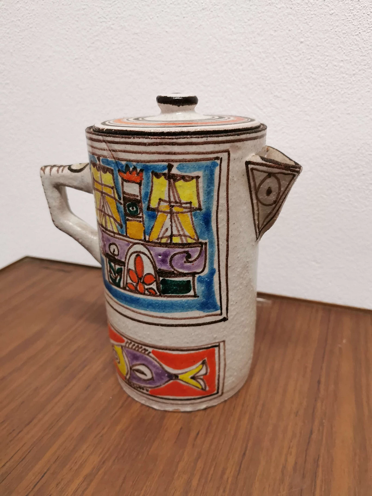 Sicilian multicolor ceramic pitcher by Giovanni De Simone, 60s 1188051