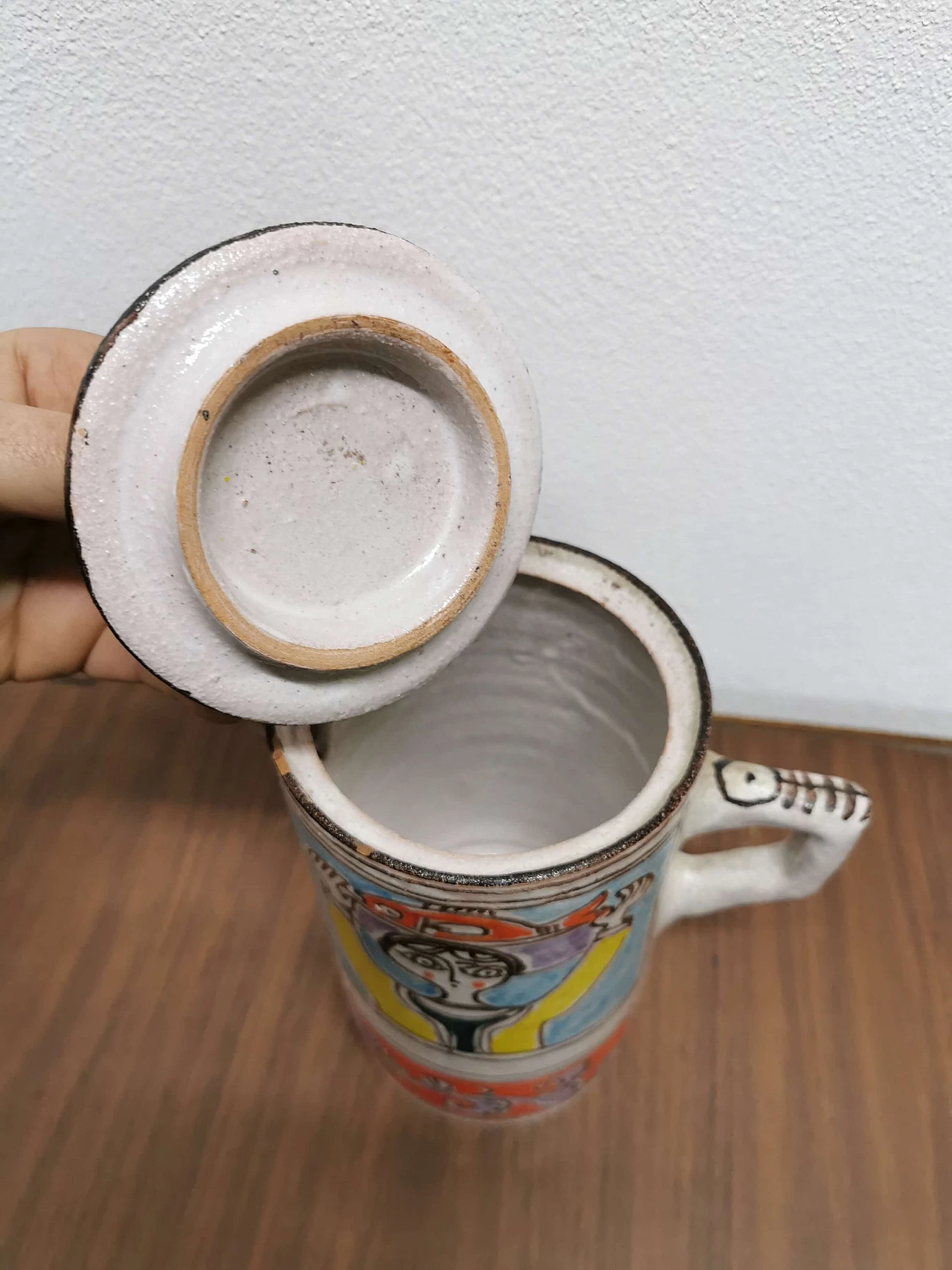 Sicilian multicolor ceramic pitcher by Giovanni De Simone, 60s 1188054