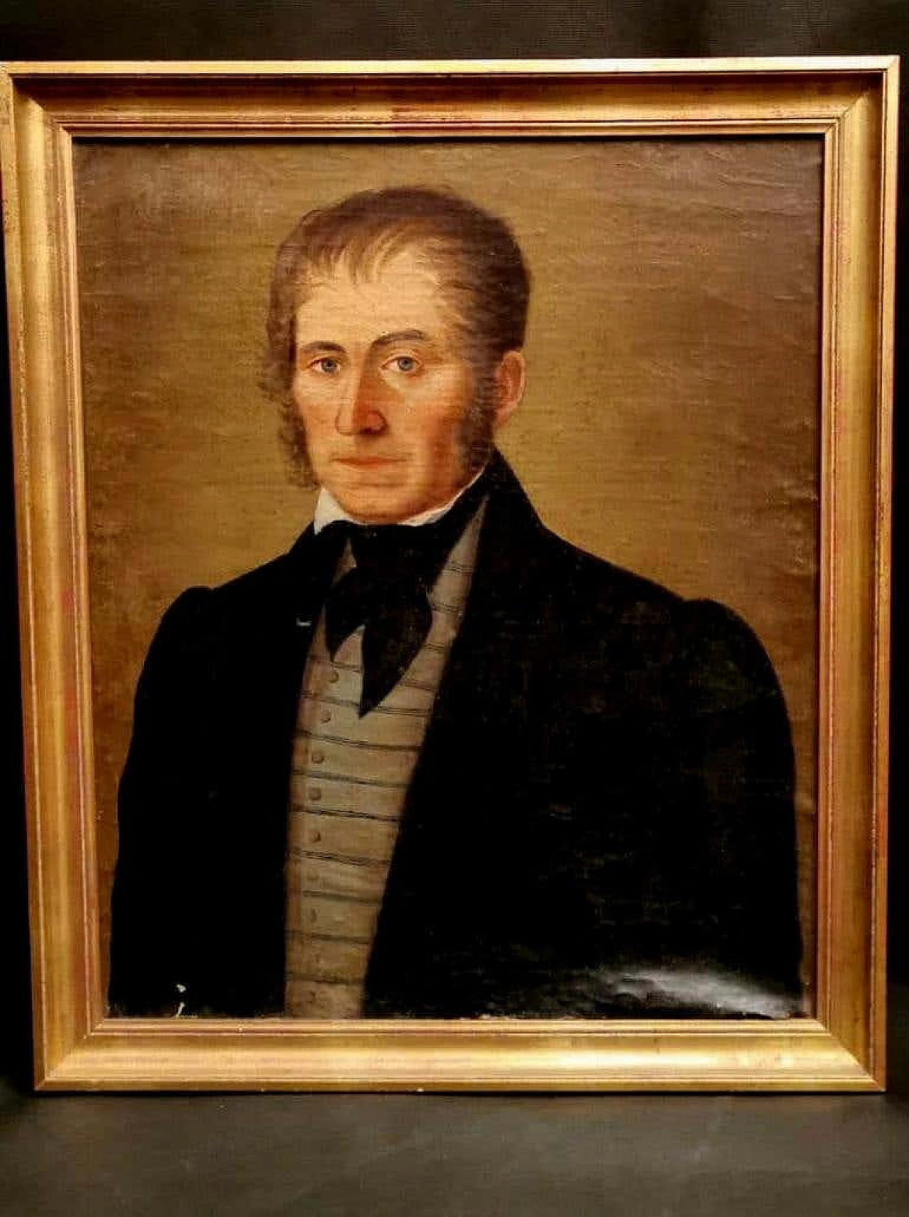 Portrait oil on canvas of a nobleman with golden frame, 1850 1188058